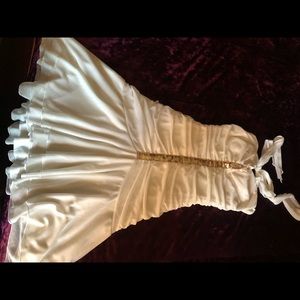 White dress with gold sequins down the middle